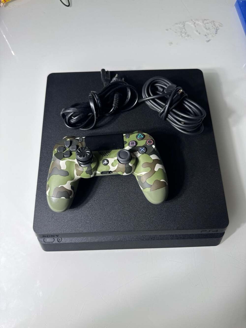 Sony PlayStation 4 PS4 Slim Console with Green Camo DualShock 4 Controller